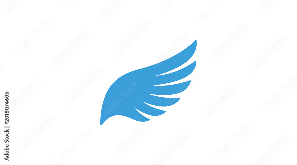 Obraz premium Blue angel wing icon on white background