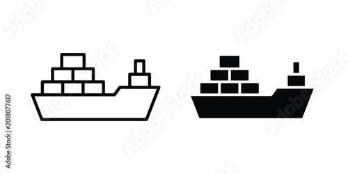 Container ship icon series in black