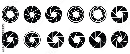 Tableau sur toile Set photo camera lens diaphragm vector icon, camera shutter and aperture symbols