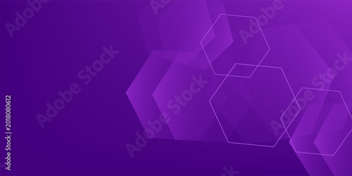 Modern banner purple background with hexagon lines. Vector illustration