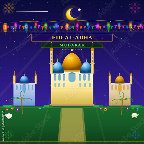 Eid Al-Adha Idul Adha Colorful Islamic Celebration Vector Illustration