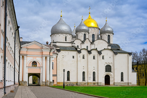 Canvastavla Facade of Saint Sophia Cathedral in the Novgorod Kremlin, Novgorod region of Rus
