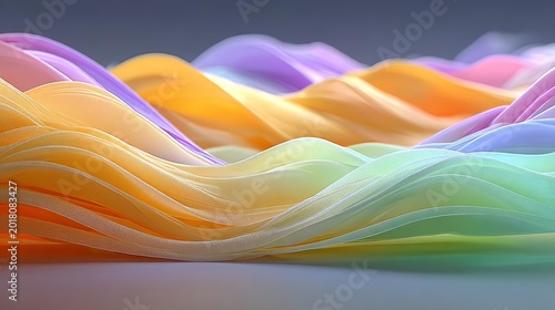 Soft waves ripple with rainbow hues.