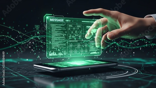 Envisioning Tomorrow's Connectivity Hand Engages with Dynamic Holographic Interface on Mobile Device