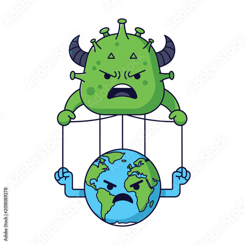 Konstfotografi Virus controlling Earth globe puppet
