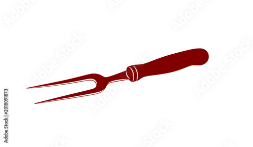 Black silhouette of a meat fork with two prongs and a handle
