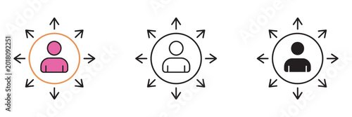 фотографія Minimalist user icon set, expanding network reach symbol for communication influ