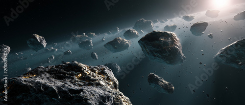 Realistic Asteroid Belt with Rocky Bodies Orbiting Through Deep Space
