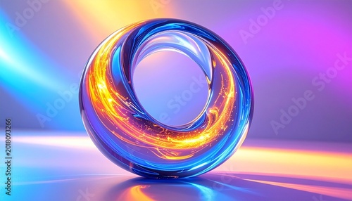 Futuristic glowing torus with dual tones