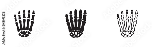 Schilderij op canvas Hand bone skeletal anatomy icons set for medical and science illustration