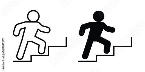 Canvastavla Stairs climbing icon series in black