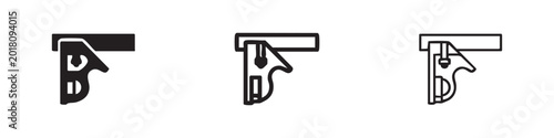 Schilderij op canvas Combination Square Icon - Precision Carpentry Level Tool Symbols