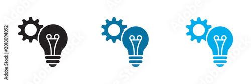 Cuadro en lienzo Lightbulb and gears icon set, innovation creative problem solving strategic deve