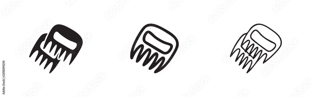 Fototapeta premium Meat shredder claws icon set for BBQ, grilling, and food preparation.