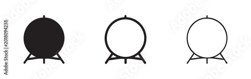Photos Snare drum or bass drum icon set for music, band, and percussion.