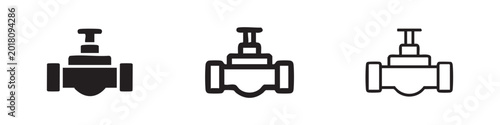 Cuadro en lienzo Pipe valve or water valve icon set for plumbing and industrial systems