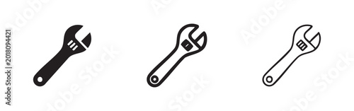Konstfotografi Adjustable Wrench or Spanner Icon Set - Vector Illustration of Hand Tool for Mec