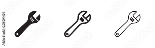 Konstfotografi Adjustable Wrench or Spanner Icon Set - Vector Illustration of Hand Tool for Mec