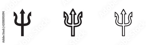 Fotografie Trident Icon Set - Mythology, Poseidon, and Sea God Symbols