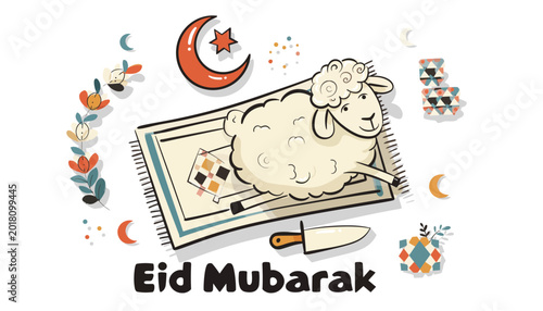 Qurbani Lamb Illustration for Eid Al adha Celebration Islamic Holiday