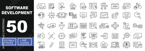 Photos Software Development line icon set