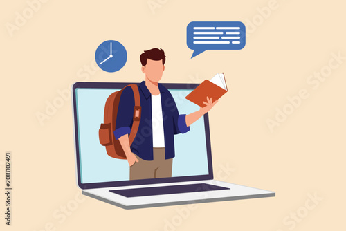 Εκτύπωση καμβά A student joining a virtual class through a laptop screen