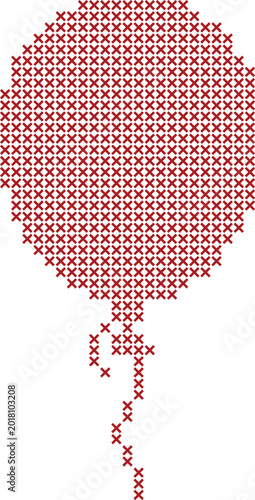 Red cross stitch balloon isolated 
