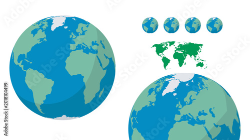 Tableau sur toile Curved world map silhouette half globe Earth blue, representing global network b
