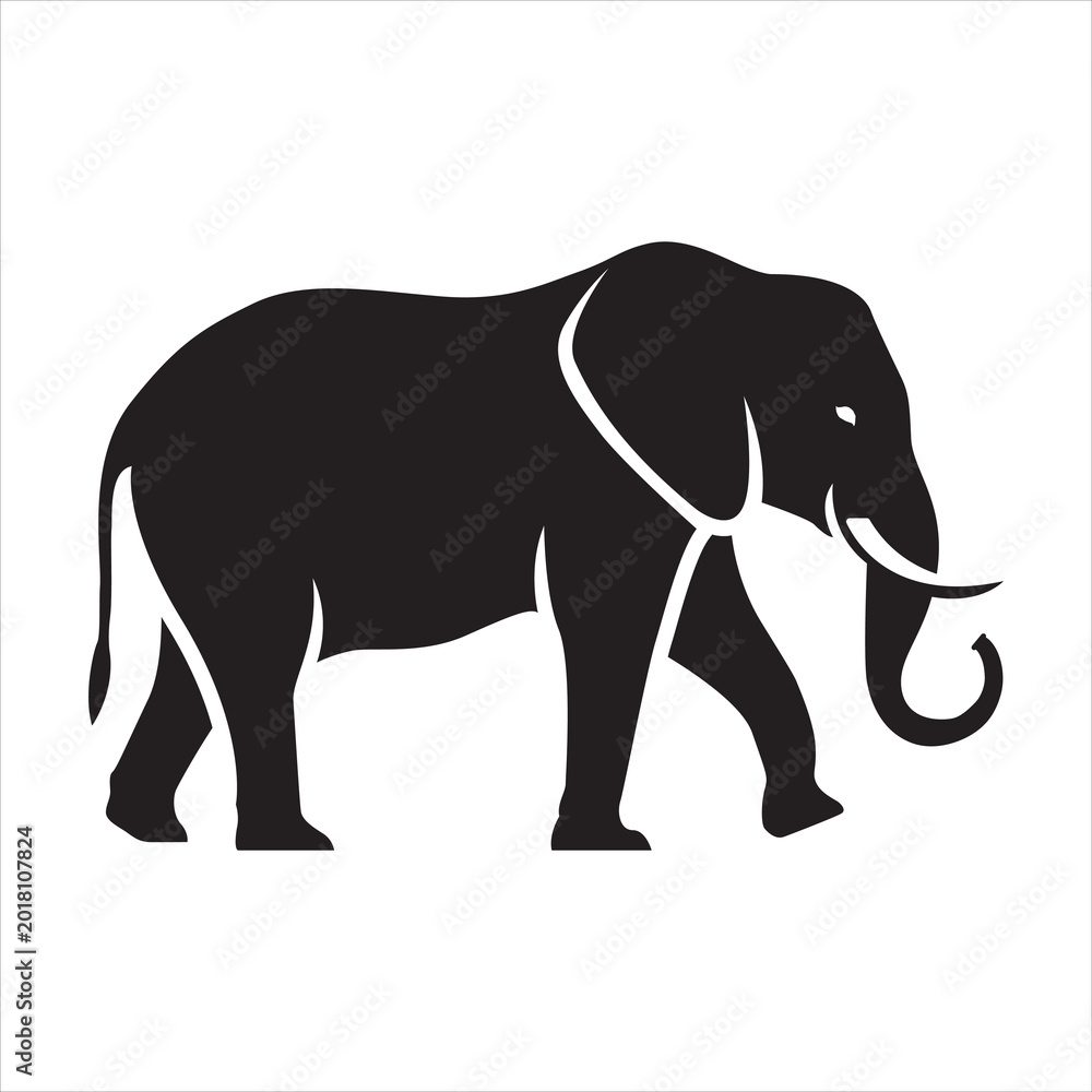 Fototapeta premium Elephant Silhouette Vector Illustration Strong Wildlife Animal