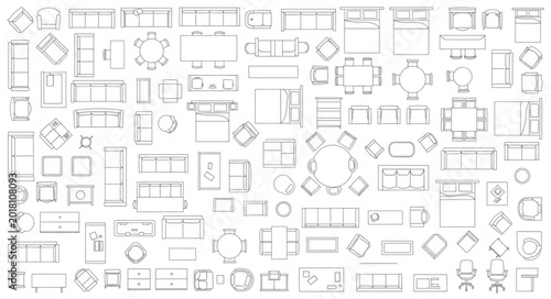 Collection of Architectural Floor Plans for Interior Design.