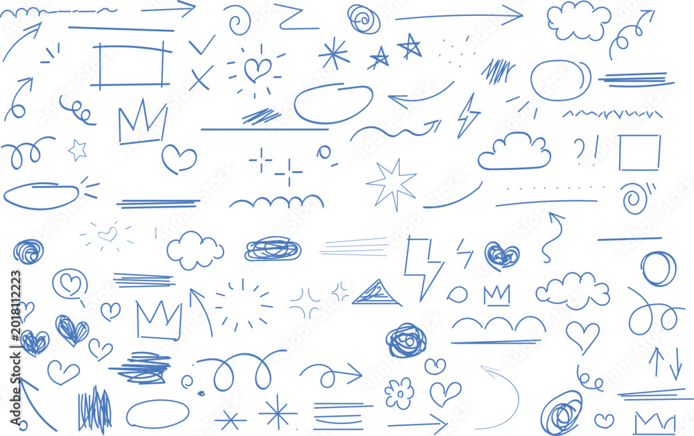 Obraz premium hand drawn school doodle set ,of decorative childish elements. outline vector illustration 
