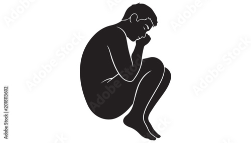 Принти на полотні black and white silhouette of sleeping very high quality vector illustration