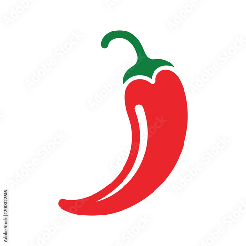 Set of red and green chili peppers in flat design style illustration