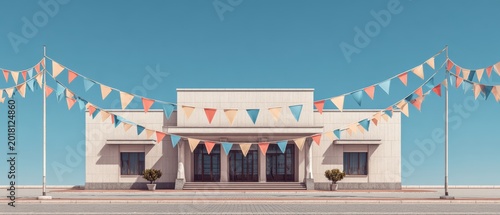 Colorful Festival Bunting on Sunny Street