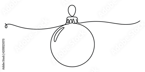 Tableau sur toile Continuous line drawing of a christmas ornament bauble