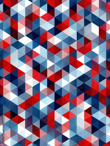 seamless Labor Day background texture, abstract geometric pattern in red, blue, and white