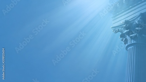 Blue sky background with sun rays