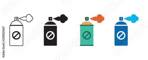 Tableau sur toile Insecticide spray can pest control icon set, bug repellent aerosol disinfectant