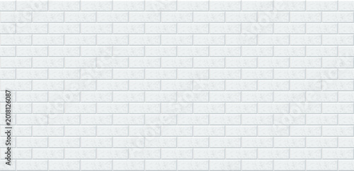 Foto White Brick Wall Pattern with Staggered Horizontal Layout and Light Gray Outline