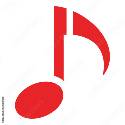 Foto Red eighth note music symbol used in sheet music notation icon