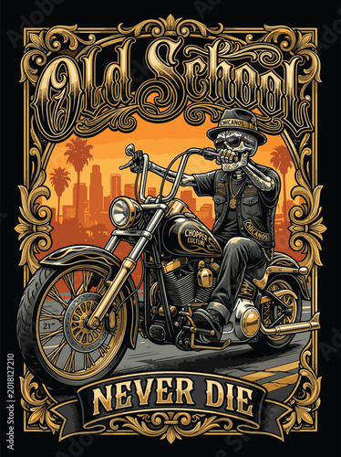 Foto Realistische chicano riding a chopper motorcycle Vector  Illustration | Chicano