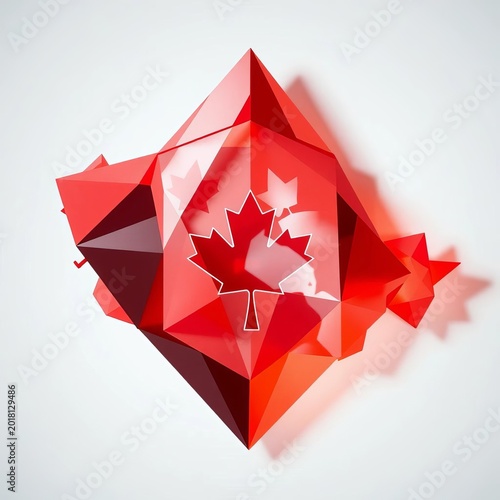 Geometric abstraction of national Canadian motif,  editorial,  crimson