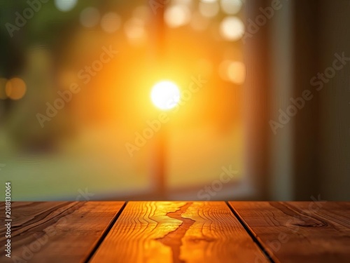 Golden hour light caresses a single, smooth wood grain, creating a soft, inviting glow with ethereal bokeh,  organic,  artistic