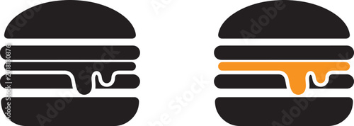 Fotografie Two modern graphic icons representing a delicious cheeseburger and a standard ha