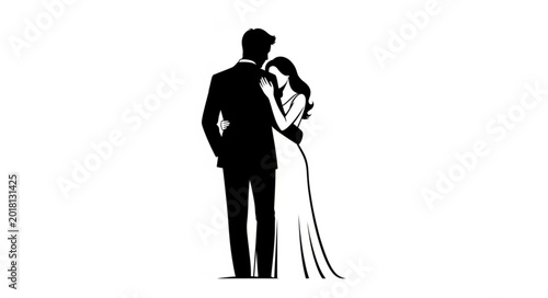 Картината върху платно Silhouette of a loving couple embracing each other tenderly.