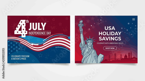 Foto Vector illustration recreate image of USA Independence Day holiday savings banne