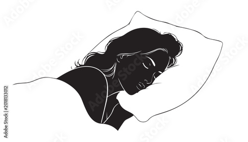 Принти на полотні black and white silhouette of sleeping very high quality vector illustration