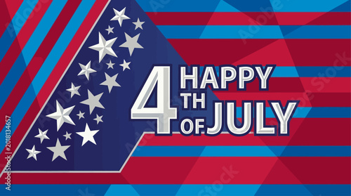 фотографія Vector illustration recreate image of 4th of July celebration with American flag