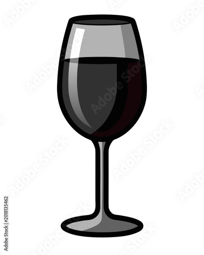 Glass of red wine with stem in dark moody lighting on white background for beverage advertising
