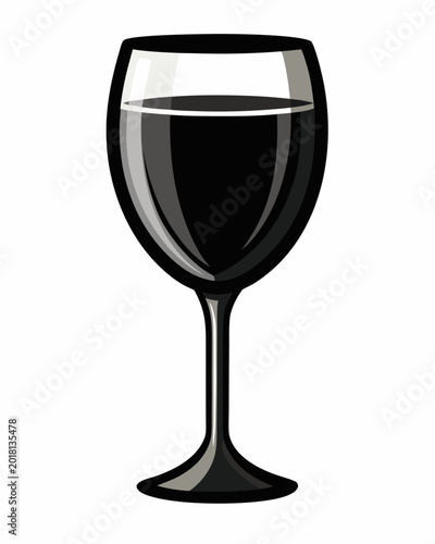 Glass of red wine with dark liquid in a clear goblet with a white background for beverage advertising